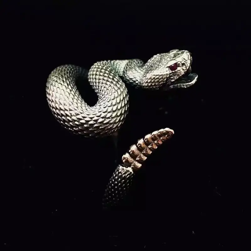 2022 New Rattlesnake Ring Woman Man Vintage Silver Color - Temu